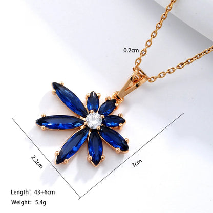 Xuping Simple Style Flower 18k Gold Plated Artificial Gemstones Copper Alloy Wholesale Pendant Necklace