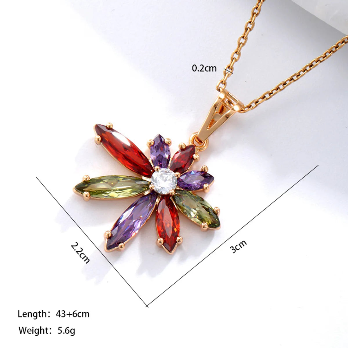 Xuping Simple Style Flower 18k Gold Plated Artificial Gemstones Copper Alloy Wholesale Pendant Necklace