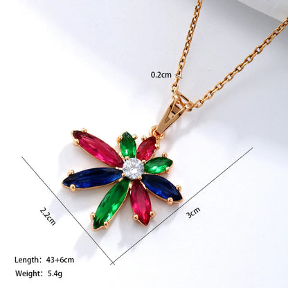 Xuping Simple Style Flower 18k Gold Plated Artificial Gemstones Copper Alloy Wholesale Pendant Necklace