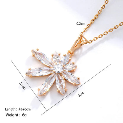 Xuping Simple Style Flower 18k Gold Plated Artificial Gemstones Copper Alloy Wholesale Pendant Necklace