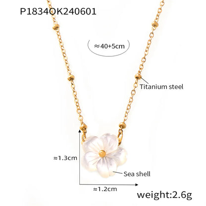 Simple Style Flower 304 Stainless Steel Shell Wholesale Pendant Necklace