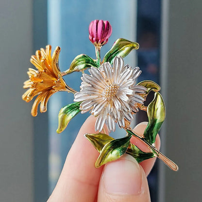 Simple Style Flower Alloy Enamel Plating Women'S Brooches