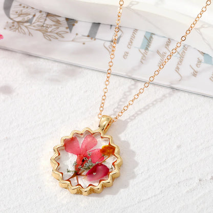 Simple Style Flower Alloy Epoxy Women'S Pendant Necklace 1 Piece