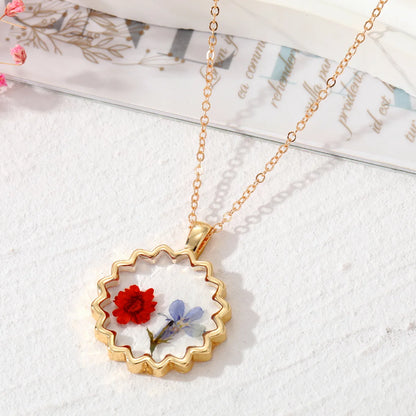 Simple Style Flower Alloy Epoxy Women'S Pendant Necklace 1 Piece