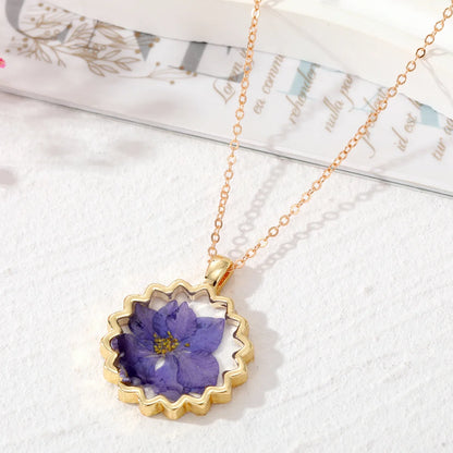 Simple Style Flower Alloy Epoxy Women'S Pendant Necklace 1 Piece