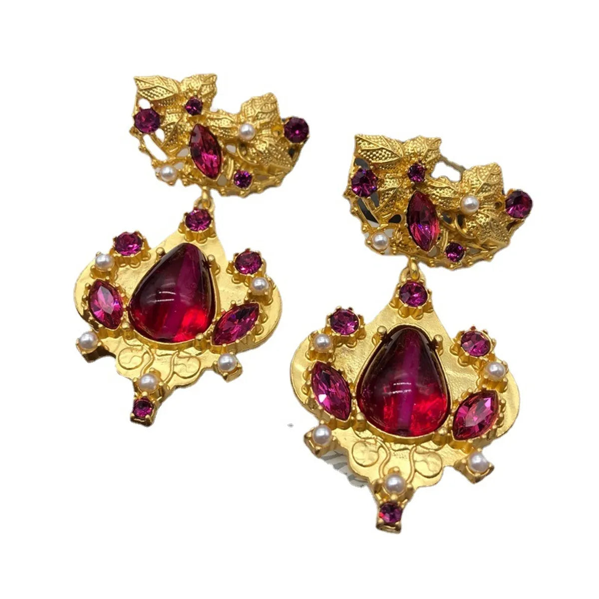 Simple Style Flower Alloy Inlay Crystal Women's Drop Earrings