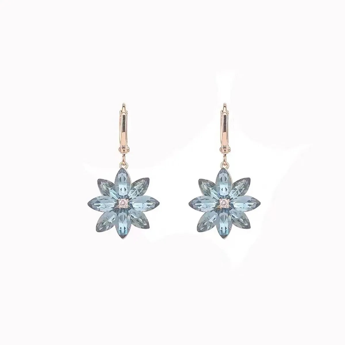 Simple Style Flower Alloy Inlay Glass Women's Drop Earrings