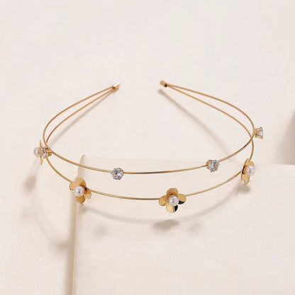 Simple Style Flower Alloy Inlay Pearl Hair Band