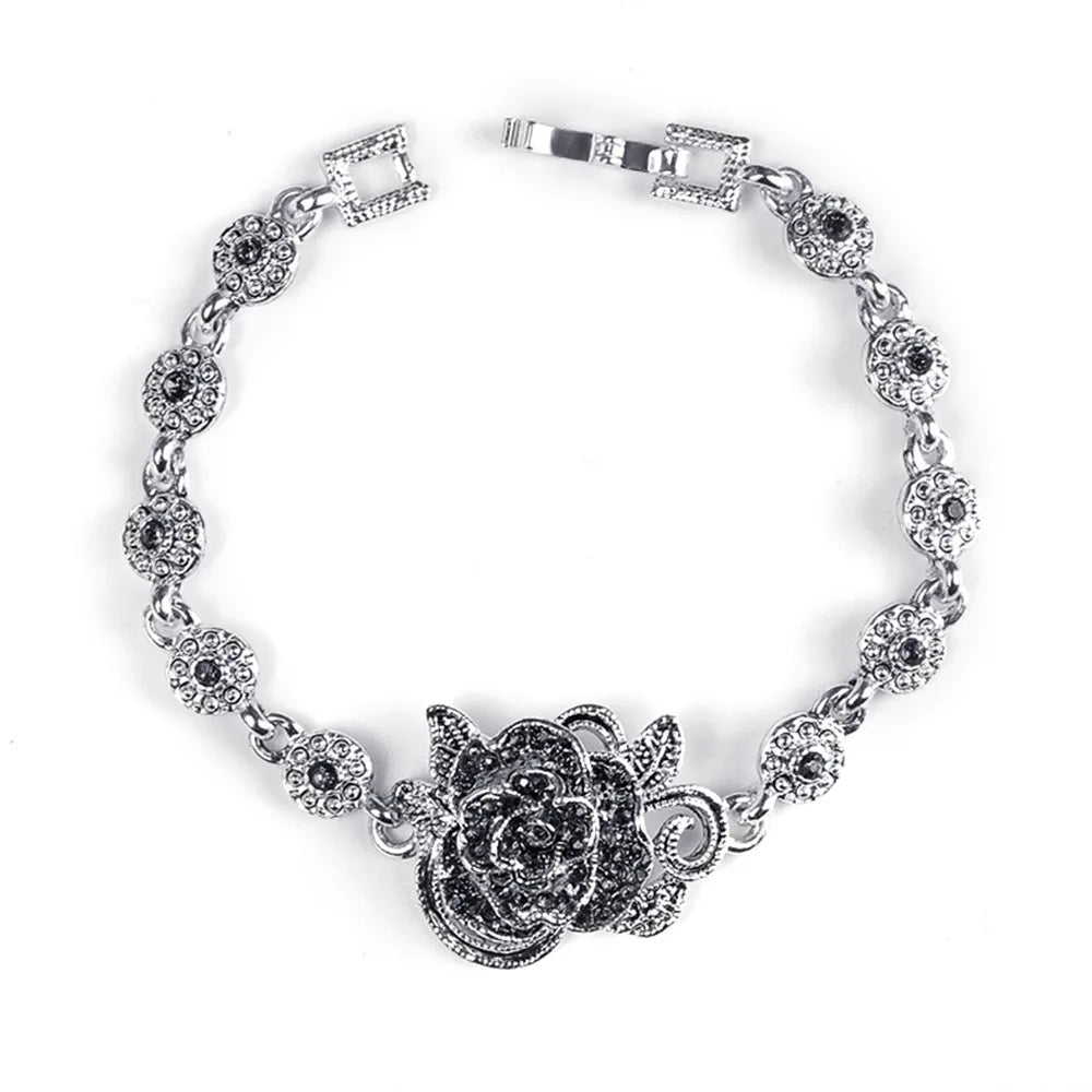 Simple Style Flower Alloy Inlay Rhinestones Women'S Bracelets