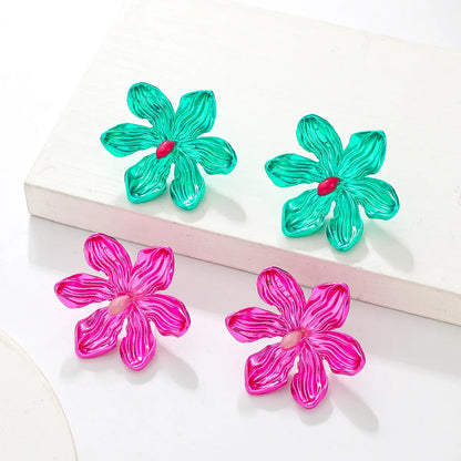 Simple Style Flower Alloy Patchwork Women's Ear Studs