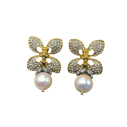 Simple Style Flower Alloy Plating Inlay Artificial Pearls Zircon Gold Plated Women'S Rings Earrings