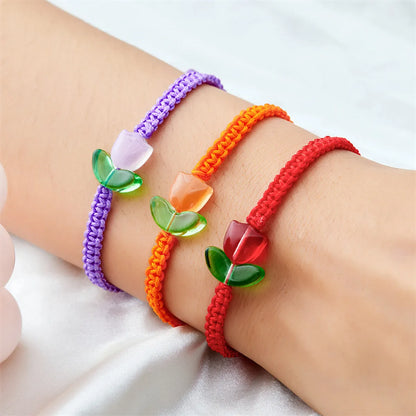 Simple Style Flower Alloy Polyester Braid Women's Bracelets