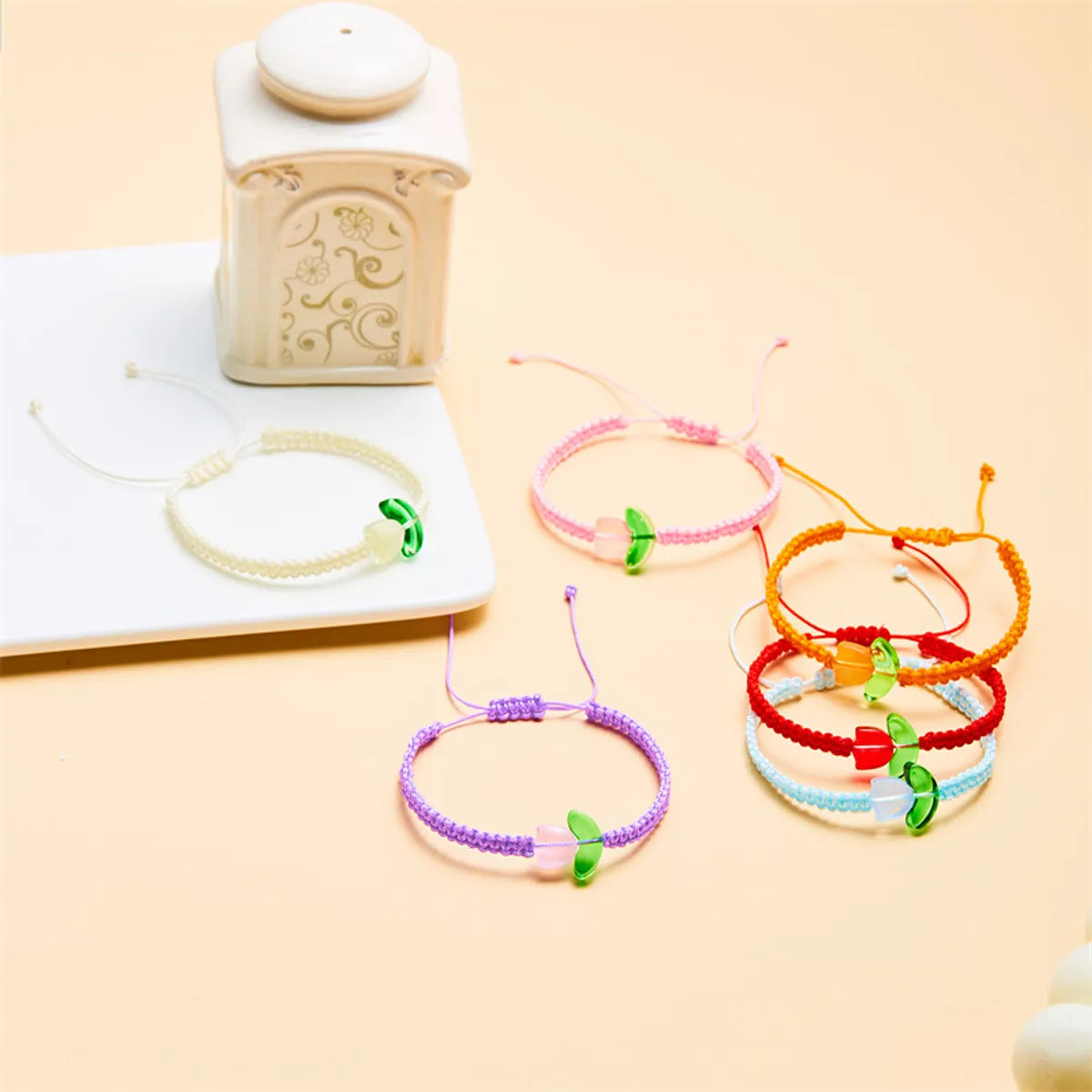 Simple Style Flower Alloy Polyester Braid Women's Bracelets