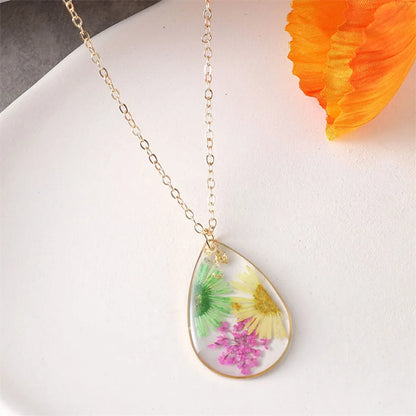 Pastoral Simple Style Flower Alloy Resin Wholesale Pendant Necklace