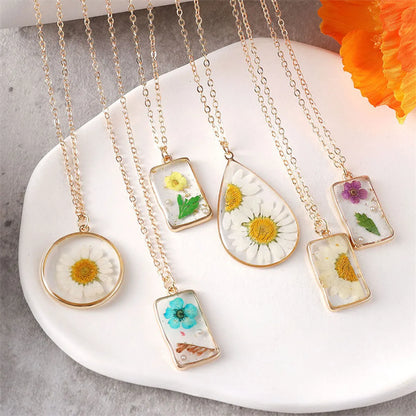 Pastoral Simple Style Flower Alloy Resin Wholesale Pendant Necklace