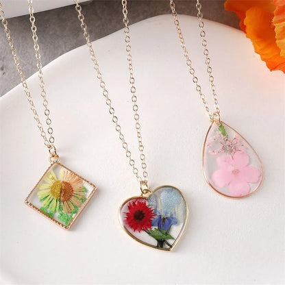 Pastoral Simple Style Flower Alloy Resin Wholesale Pendant Necklace