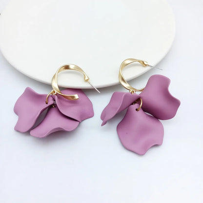 Simple Style Flower Alloy Stoving Varnish Earrings 1 Pair