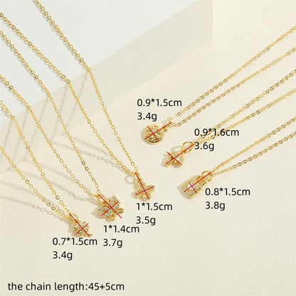 Simple Style Flower Butterfly Lock Brass 14k Gold Plated Pendant Necklace In Bulk