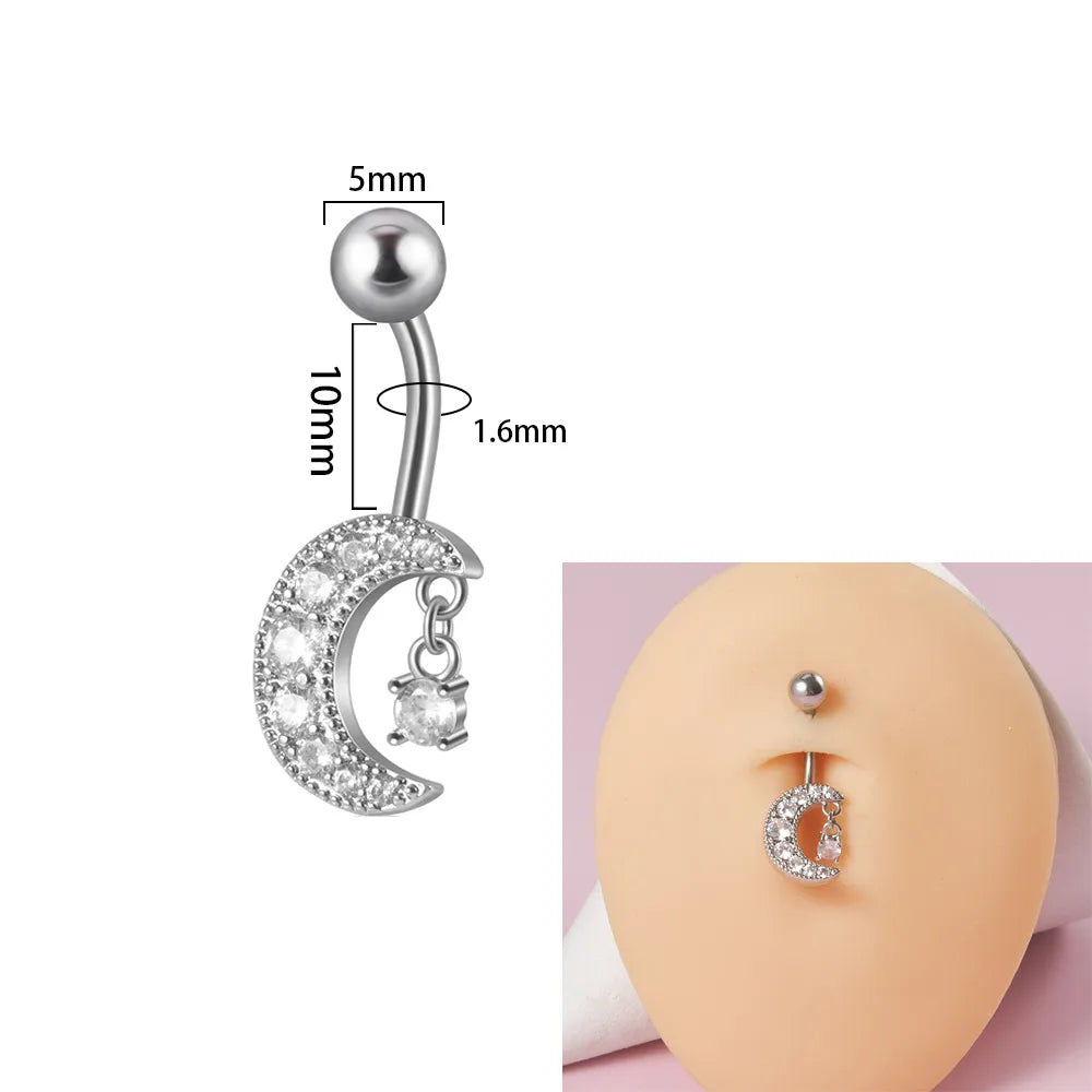 1 Piece Belly Rings Simple Style Flower Butterfly 304 Stainless Steel Copper Inlay Zircon