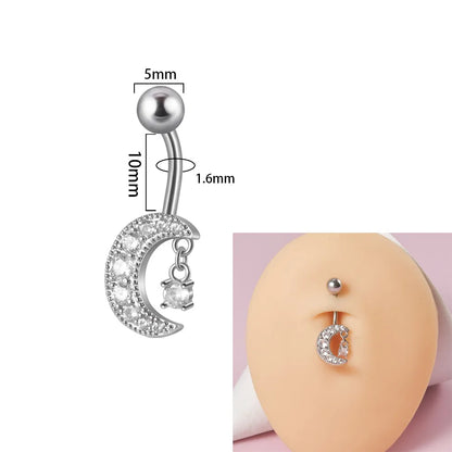 1 Piece Belly Rings Simple Style Flower Butterfly 304 Stainless Steel Copper Inlay Zircon