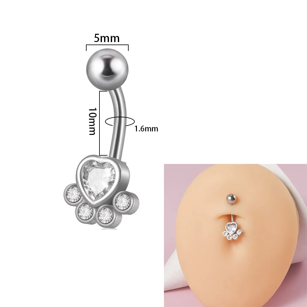 1 Piece Belly Rings Simple Style Flower Butterfly 304 Stainless Steel Copper Inlay Zircon