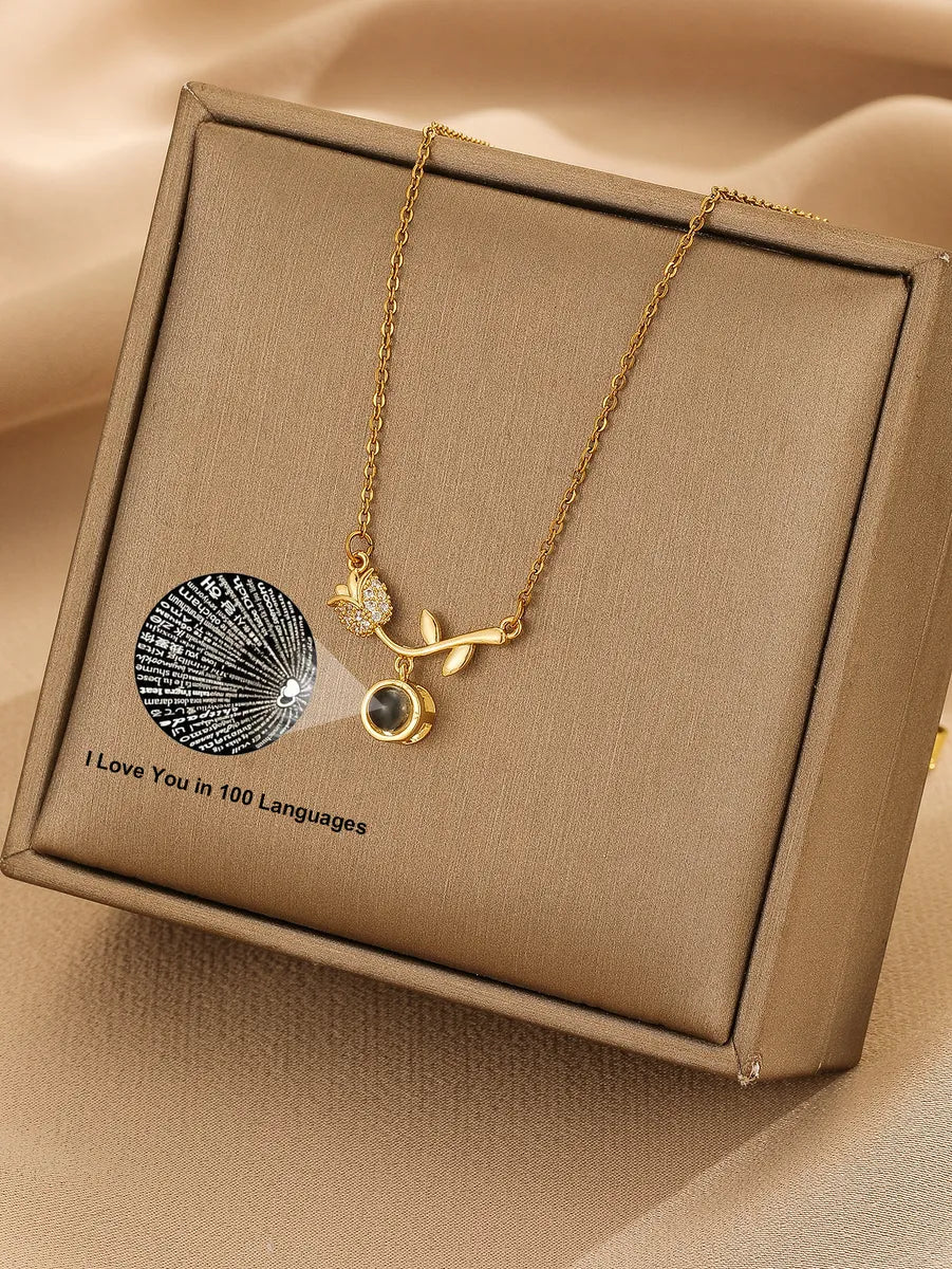 Simple Style Flower Copper 18k Gold Plated Pendant Necklace