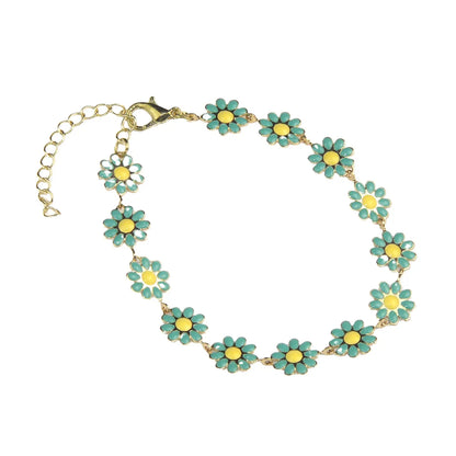 Simple Style Flower Copper Enamel Bracelets