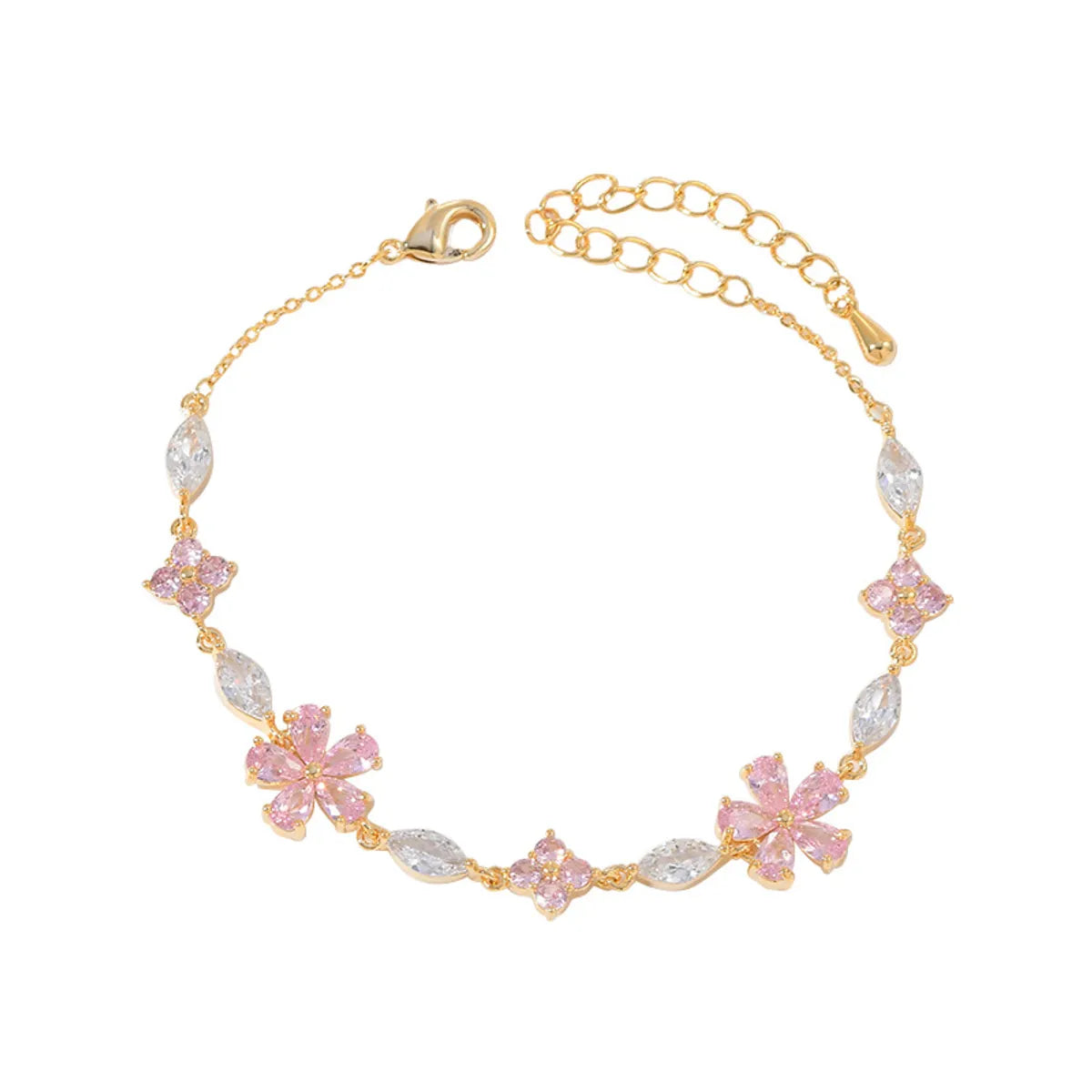 Simple Style Flower Copper Inlay Zircon Bracelets