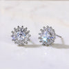 Simple Style Flower Copper Inlay Zircon Ear Studs 1 Pair