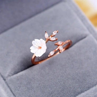 Simple Style Flower Copper Inlay Zircon Open Ring 1 Piece