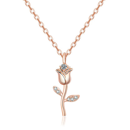 Simple Style Flower Copper Inlay Zircon Pendant Necklace