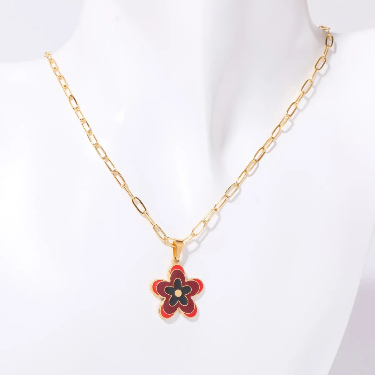 Simple Style Flower Copper Plating 18k Gold Plated Pendant Necklace