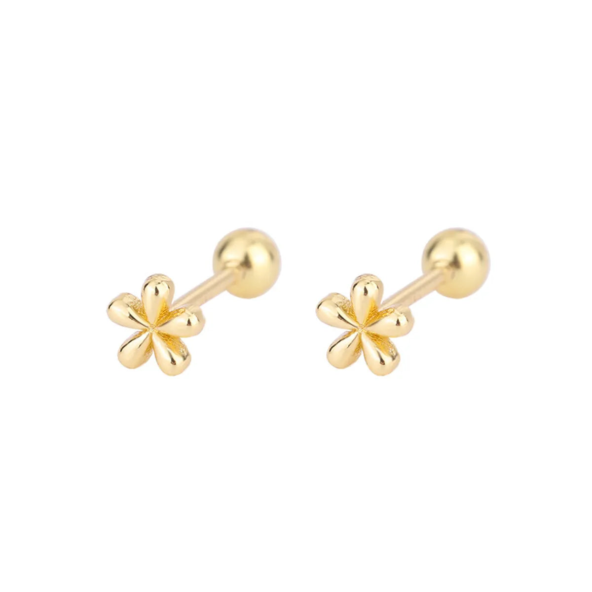 Simple Style Flower Copper Plating Ear Studs 1 Pair