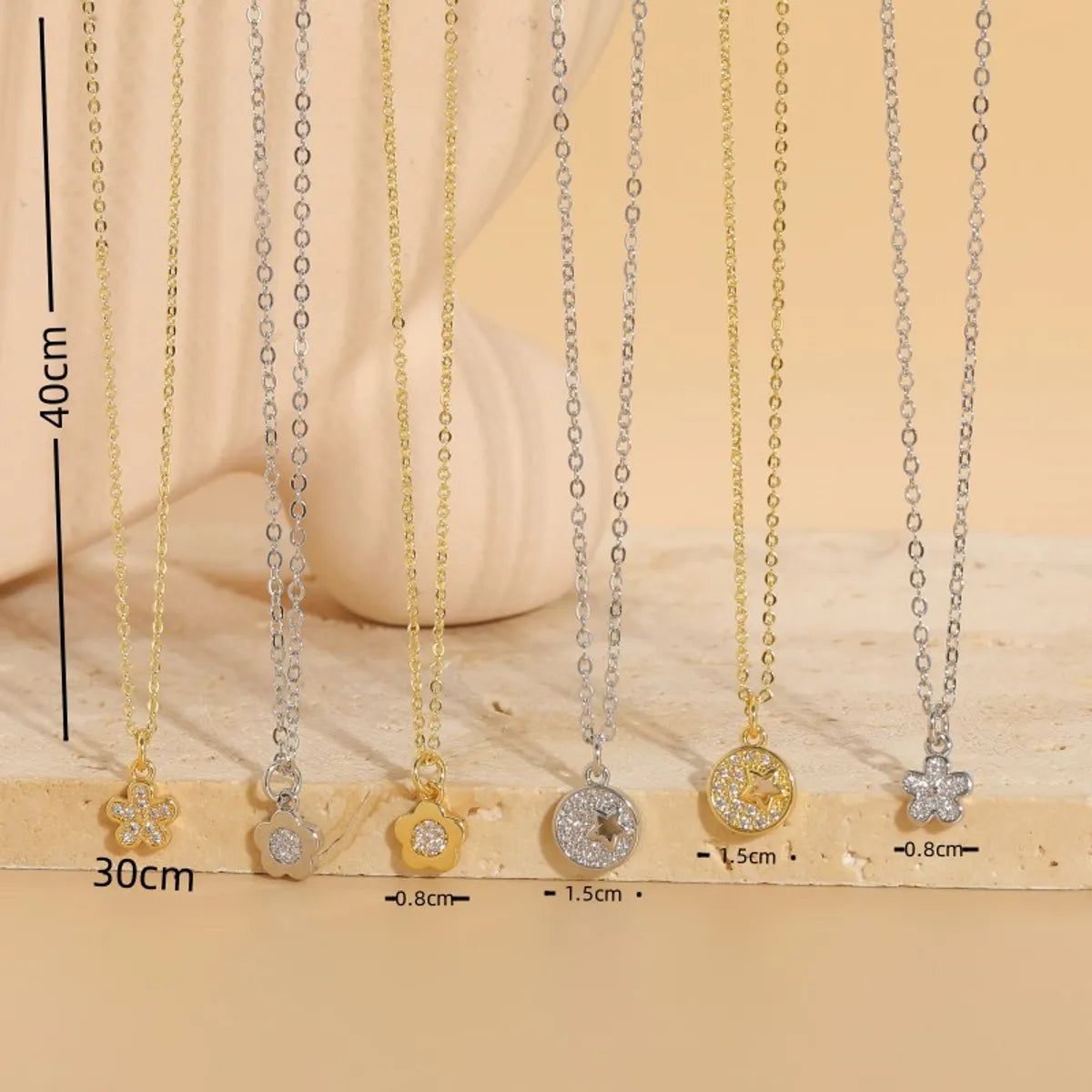 Simple Style Flower Copper Plating Inlay Zircon 14k Gold Plated Necklace