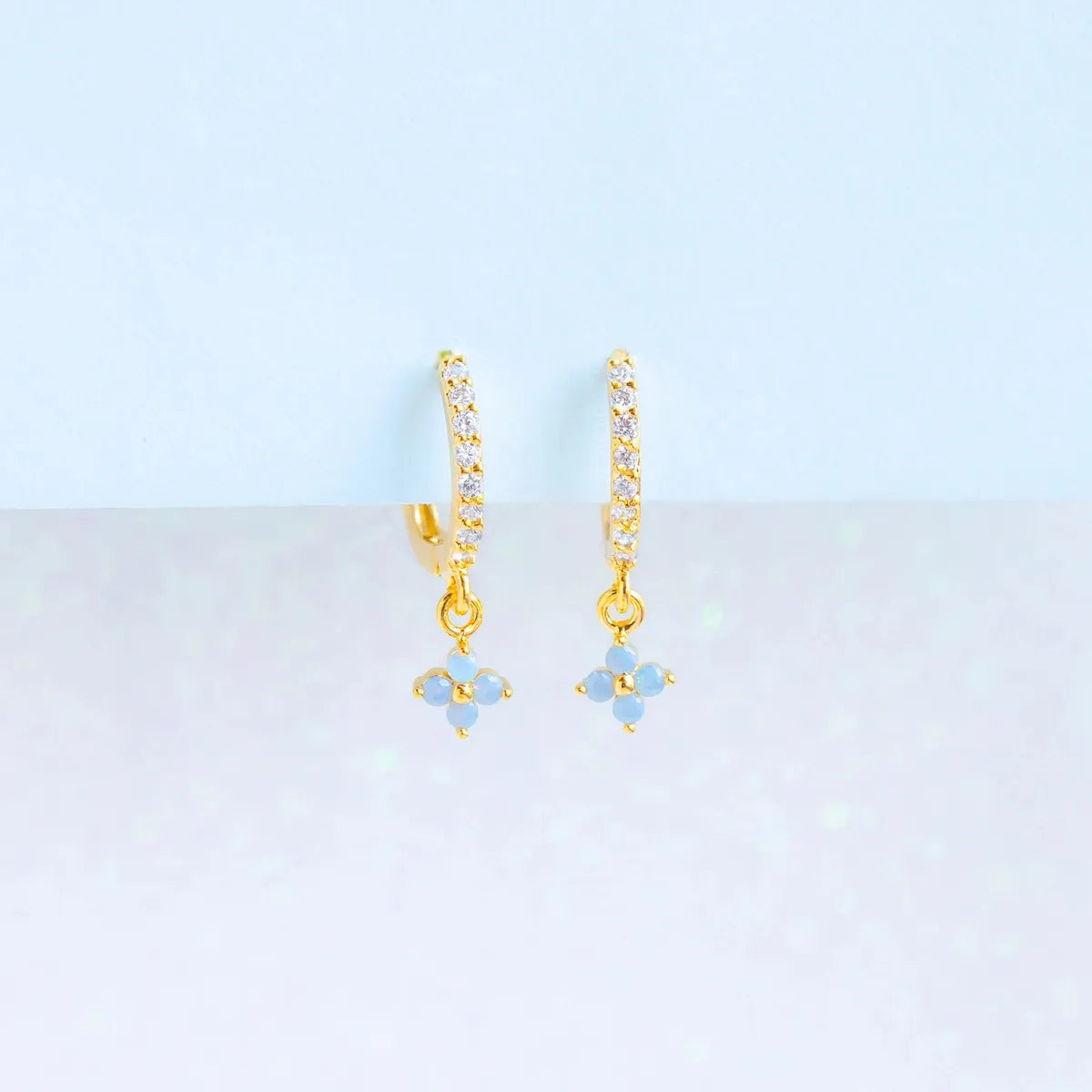 1 Pair Simple Style Flower Plating Copper Zircon Earrings