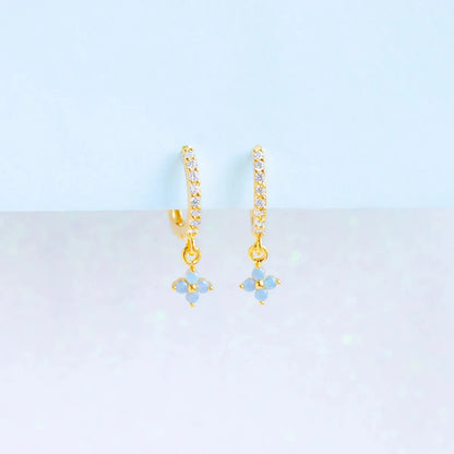 1 Pair Simple Style Flower Plating Copper Zircon Earrings