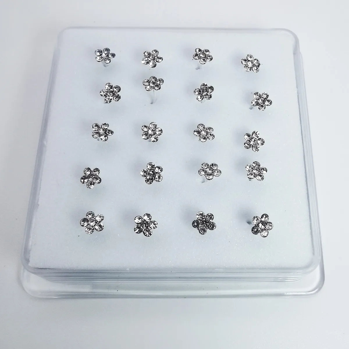 Simple Style Flower Copper Silver Plated Rhinestones Nose Studs In Bulk