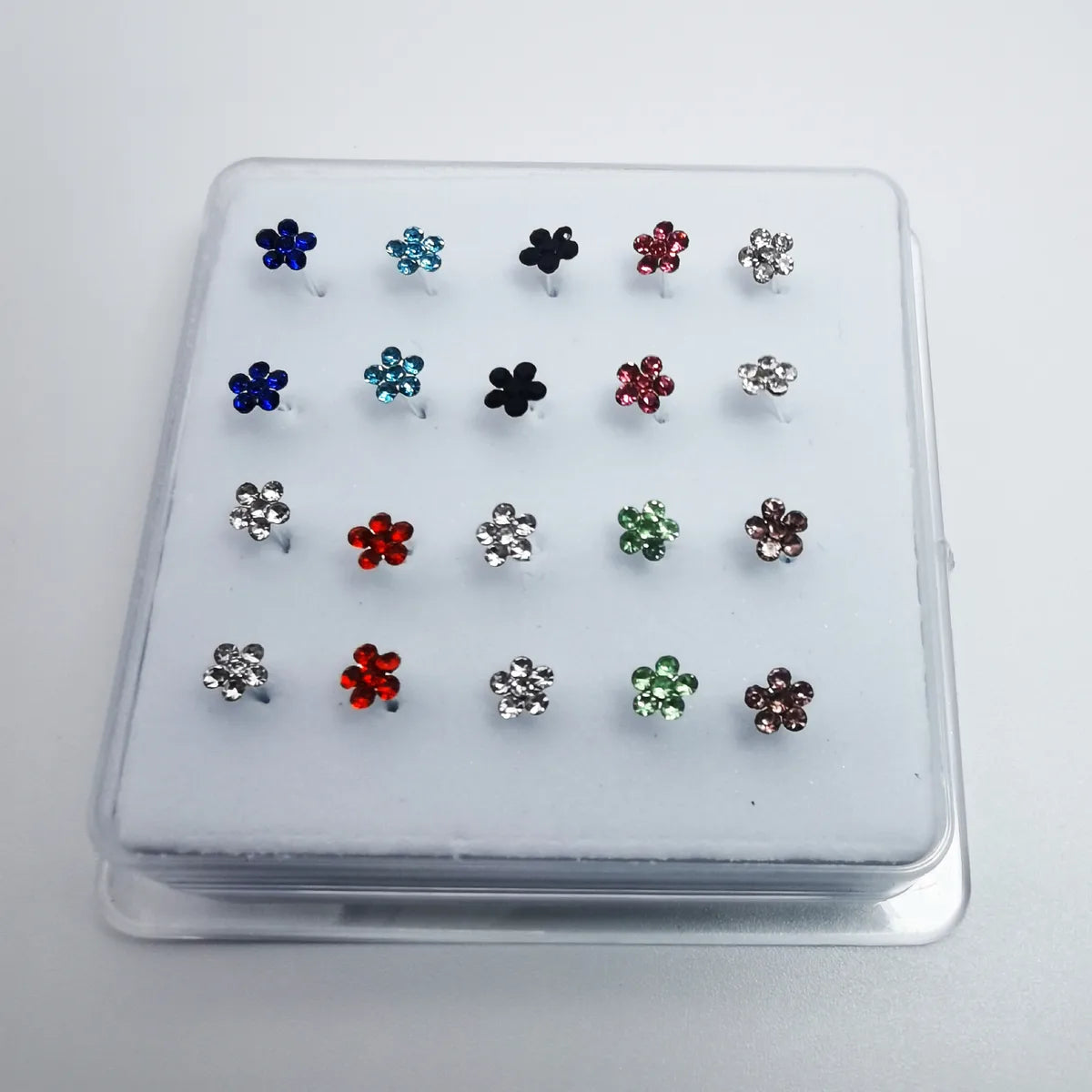 Simple Style Flower Copper Silver Plated Rhinestones Nose Studs In Bulk