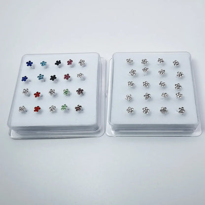 Simple Style Flower Copper Silver Plated Rhinestones Nose Studs In Bulk