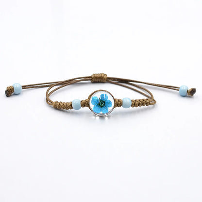 Simple Style Flower Dried Flower Glass Knitting Women'S Bracelets