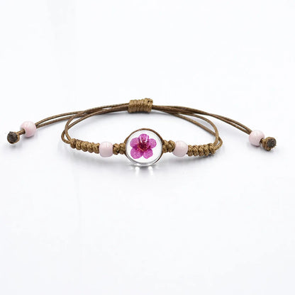 Simple Style Flower Dried Flower Glass Knitting Women'S Bracelets