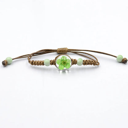 Simple Style Flower Dried Flower Glass Knitting Women'S Bracelets