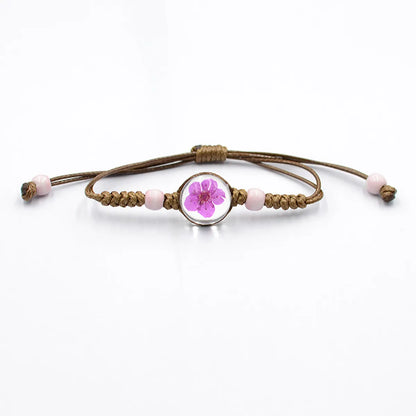 Simple Style Flower Dried Flower Glass Knitting Women'S Bracelets