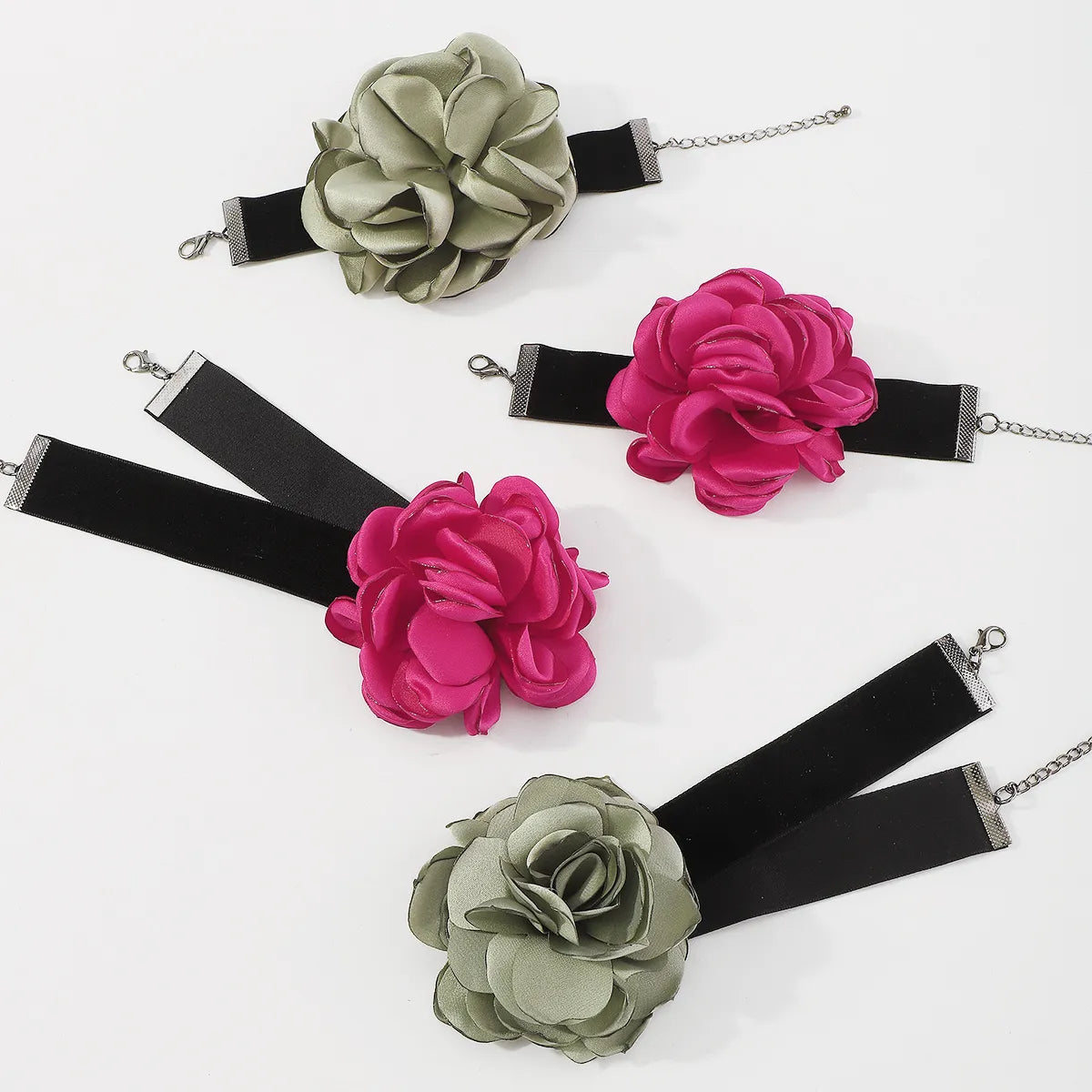 Wholesale Jewelry Simple Style Flower Flocking Cloth Iron Fabric Flowers Choker