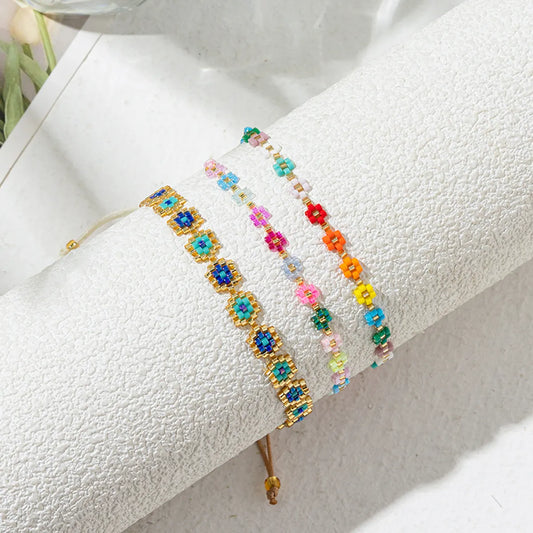 Simple Style Flower Glass Patchwork Women'S Bracelets