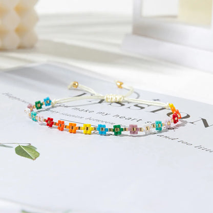 Simple Style Flower Glass Patchwork Women'S Bracelets