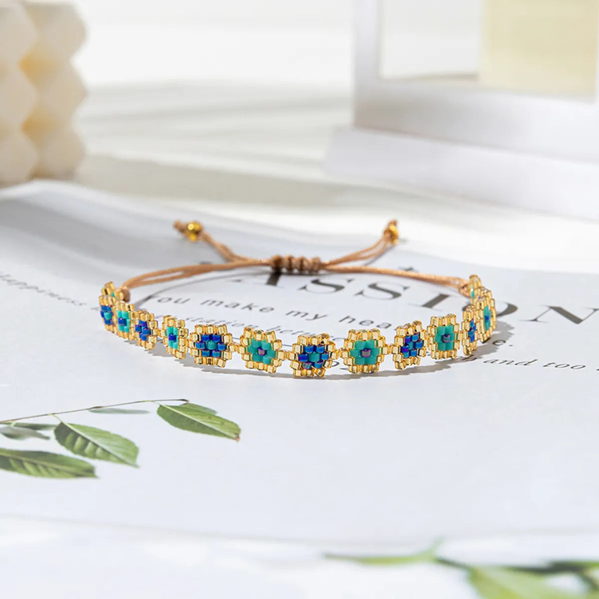 Simple Style Flower Glass Patchwork Women'S Bracelets