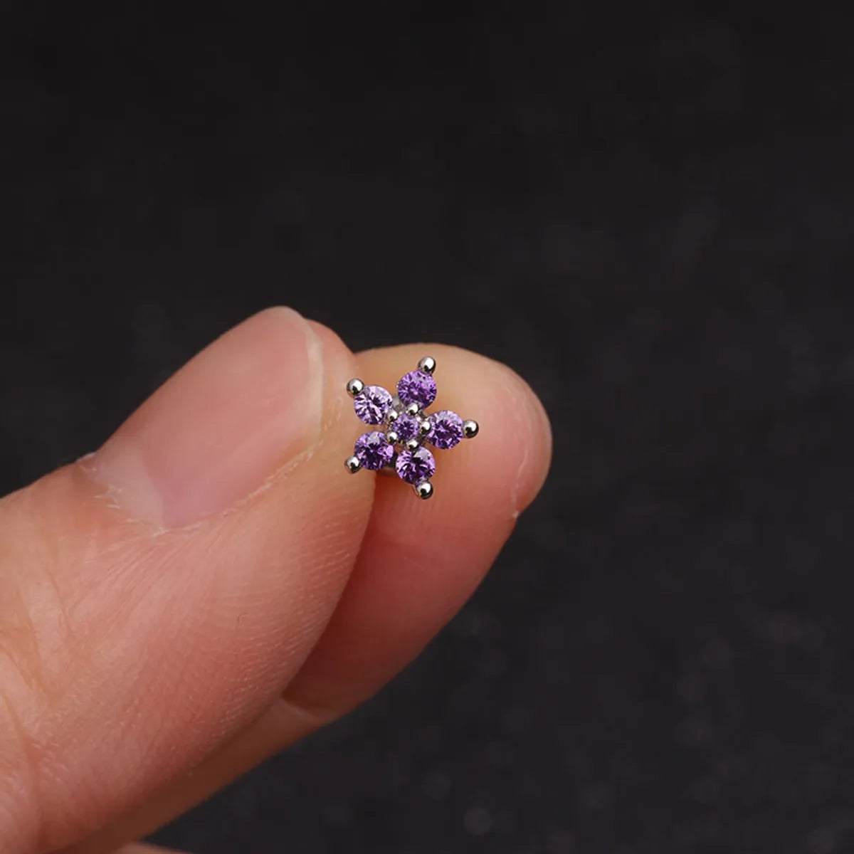 Simple Style Flower Inlay Metal Zircon Ear Studs