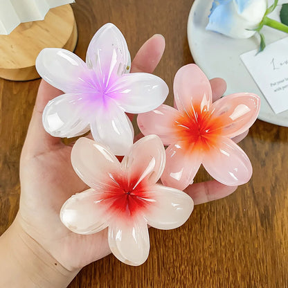 Simple Style Flower Plastic Resin Hair Claws