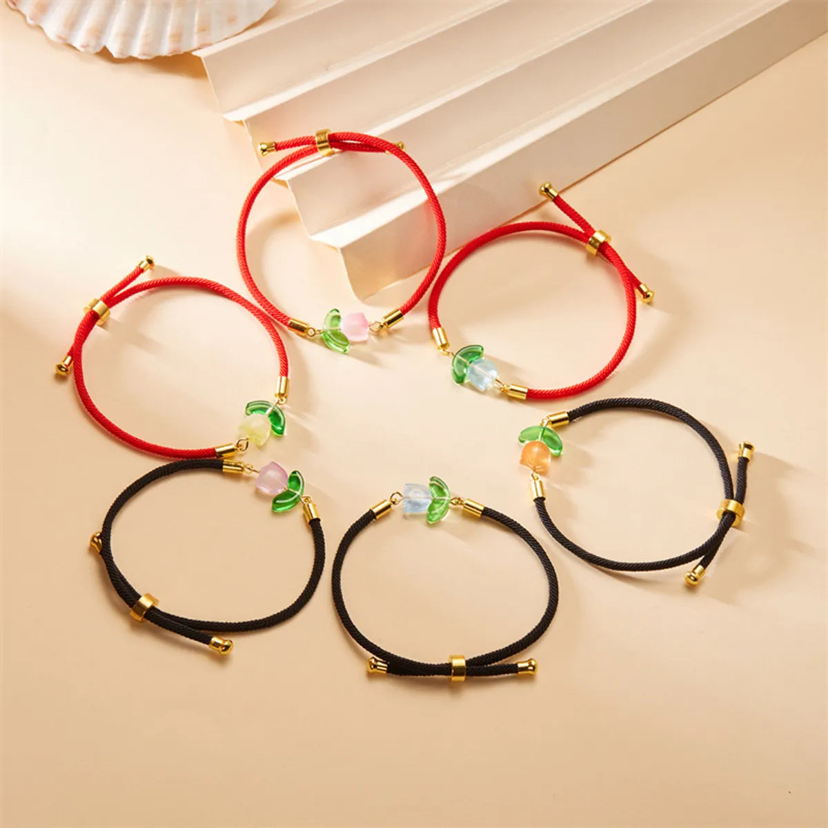 Simple Style Flower Resin Polyester Braid Women's Bracelets